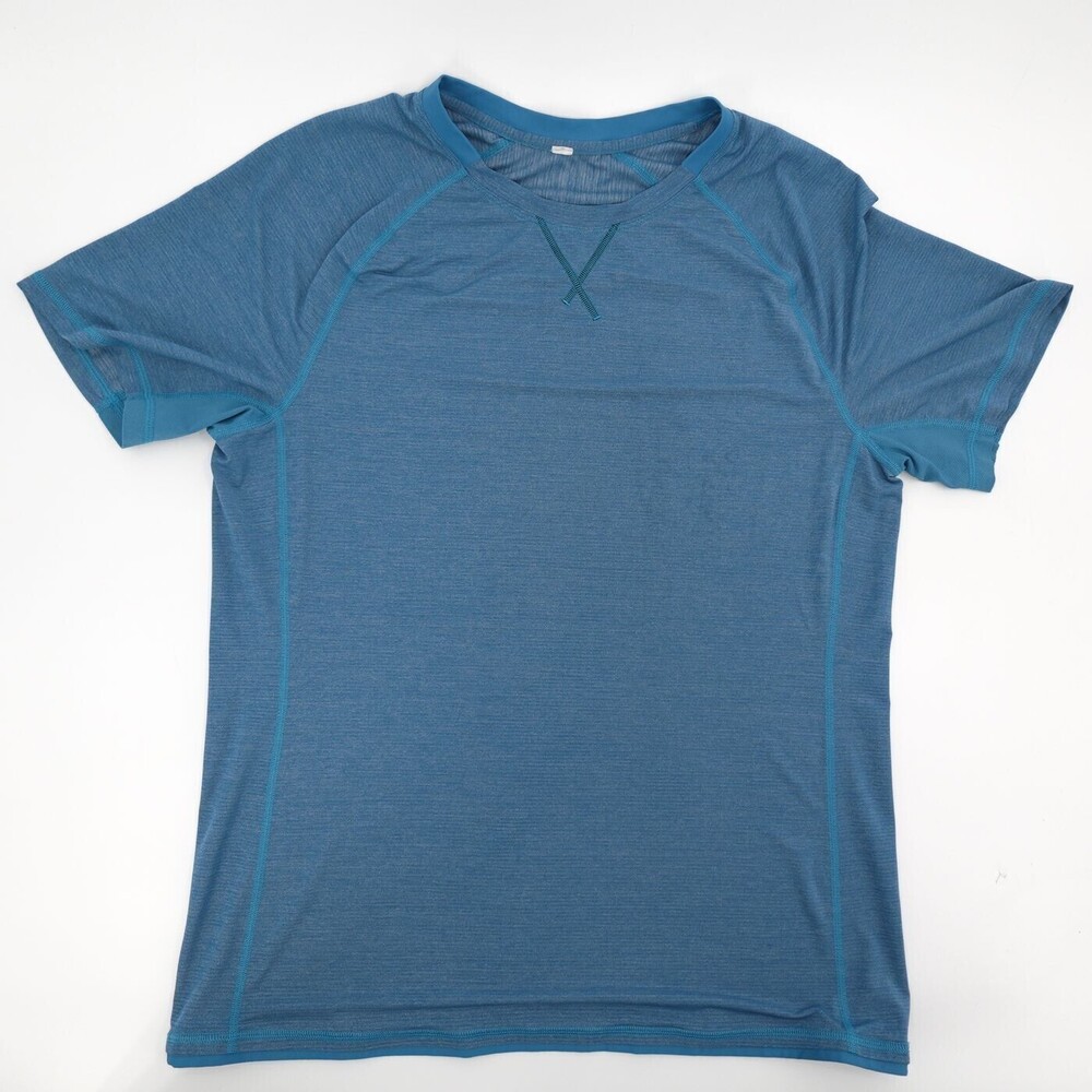Lululemon Shirt Mens Blue Athletic Short Sleeve Crew Neck Stretch